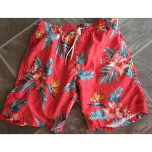 Men's Old Navy Coral Hawaiian Palm Resort Floral Swim Trunks S W/30